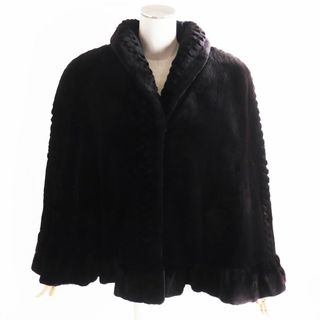 ギラロッシュ(Guy Laroche)の良品●Guy Laroche ギラロッシュ MINK シェアードミンク フリル デザイン 裏地ロゴ刺繍入り 本毛皮ポンチョ/ケープ ダークブラウン F(毛皮/ファーコート)