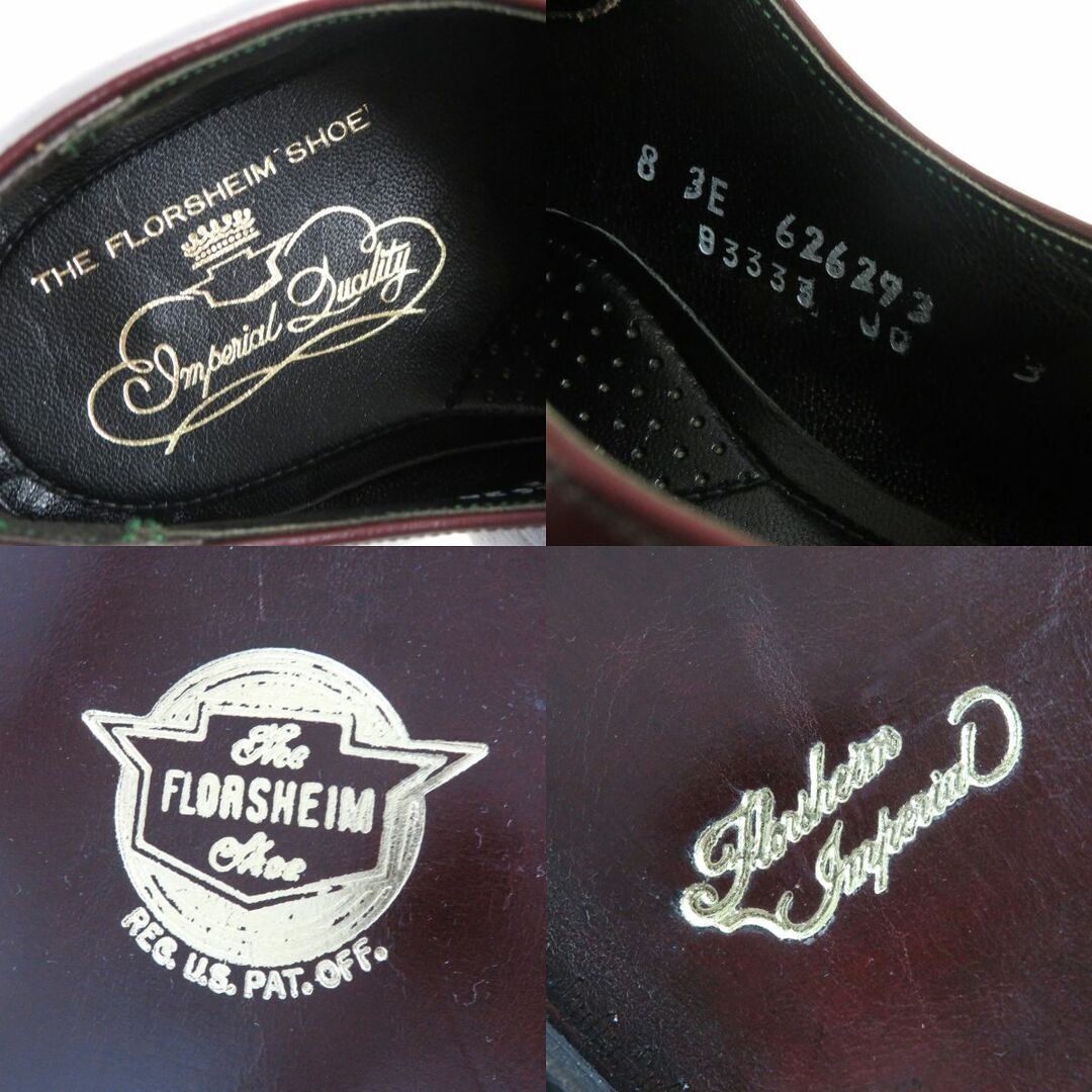 未使用△FLORSHEIM IMPERIAL フローシャイム インペリアル キャップトゥ セミブローグ レザー シューズ 赤茶色系 8 3E メンズ メンズの靴/シューズ(その他)の商品写真