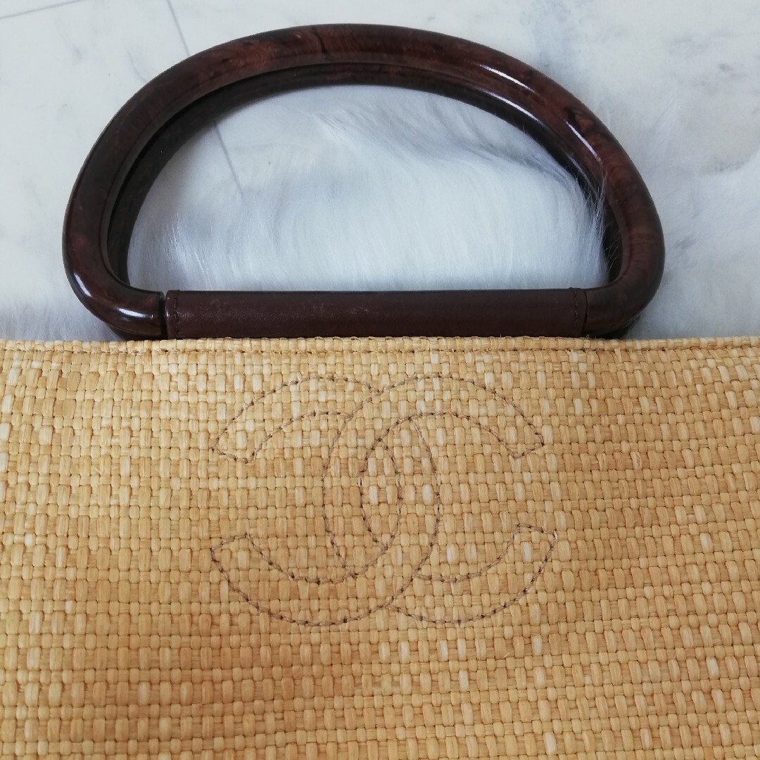 CHANEL(シャネル)のCHANEL シャネル ヴィンテージ ストローバッグ かごバッグ ハンドバッグ レディースのバッグ(かごバッグ/ストローバッグ)の商品写真