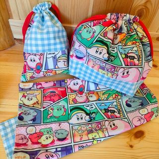 ぽっとん様専用✡星のカービィ☆通園通学グッズ☆お弁当袋コップ袋ランチョンマット(ランチボックス巾着)