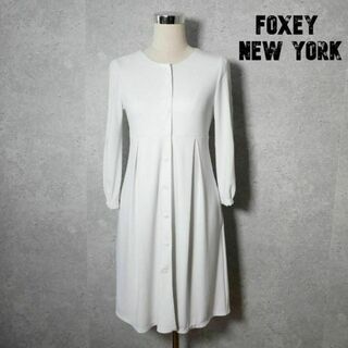 フォクシーニューヨーク(FOXEY NEW YORK)の美品 FOXEY NEW YORK 膝丈 七分袖 シャツワンピース(ひざ丈ワンピース)