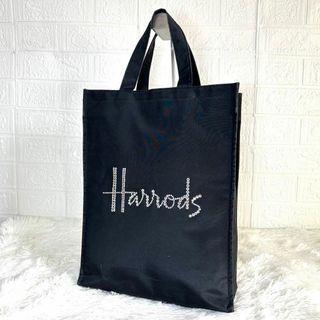 ハロッズ(Harrods)のハロッズ トートバッグ　ハンドバッグ　黒　ビジュー(ハンドバッグ)