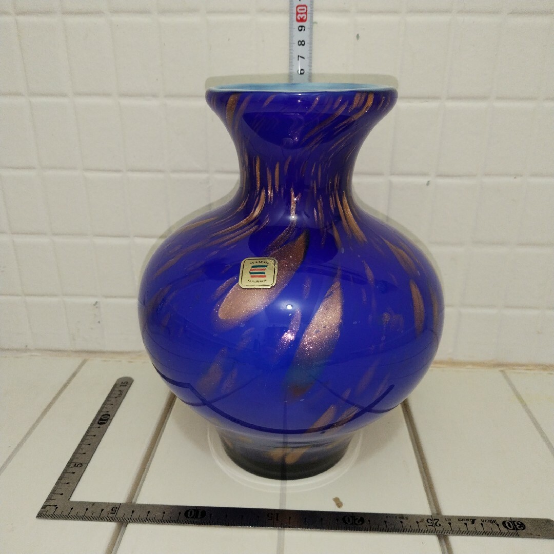 ヴィンテージ　青金　カメイグラス　花瓶　KAMEI GLASS　フラワーベース インテリア/住まい/日用品のインテリア小物(花瓶)の商品写真