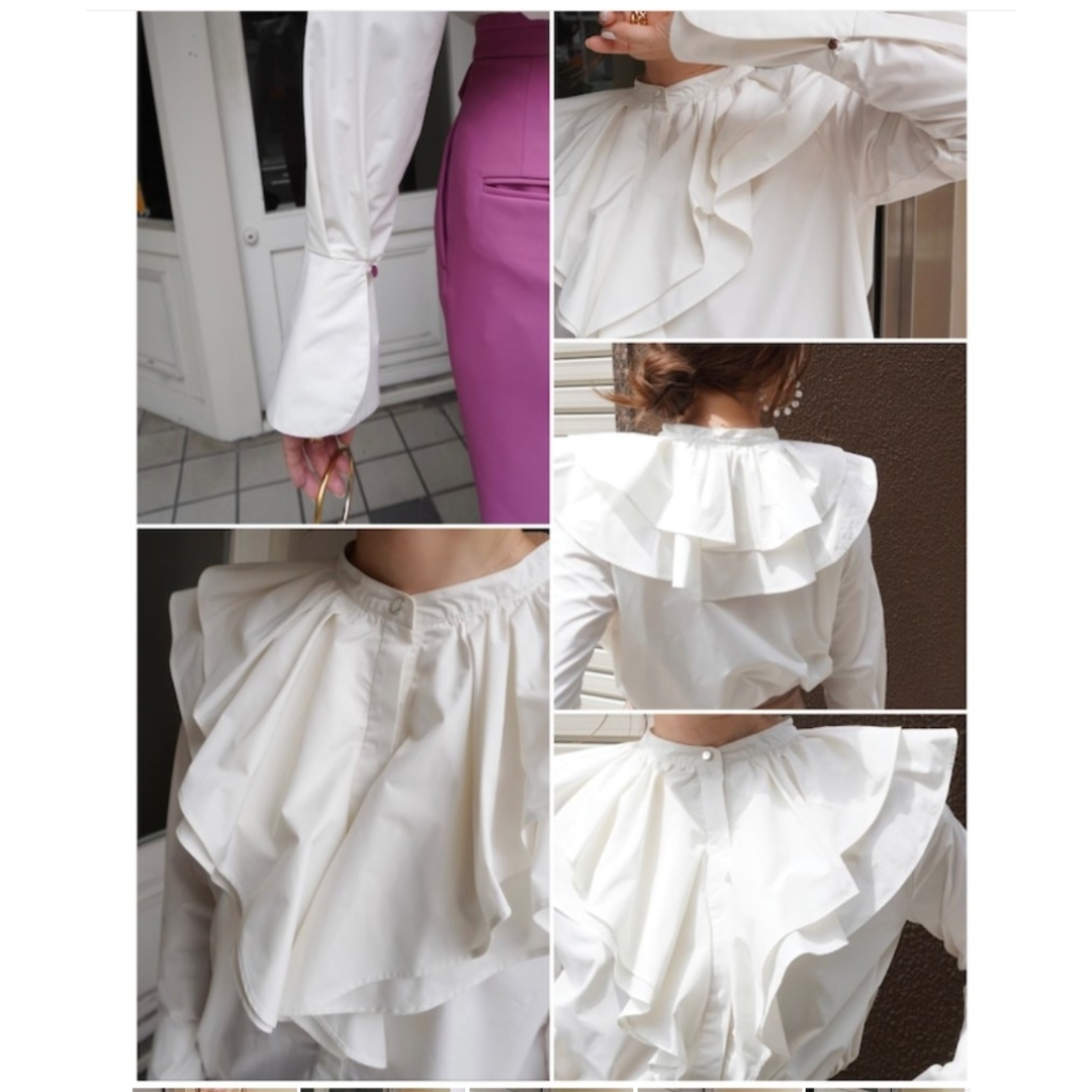ヘヨン　HYEON　flower petal blouse/white レディースのトップス(シャツ/ブラウス(長袖/七分))の商品写真