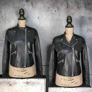 ランバンオンブルー(LANVIN en Bleu)のランバンオンブルー◎ライダースジャケット(M)ダブル 羊革 シープスキン お洒落(ライダースジャケット)