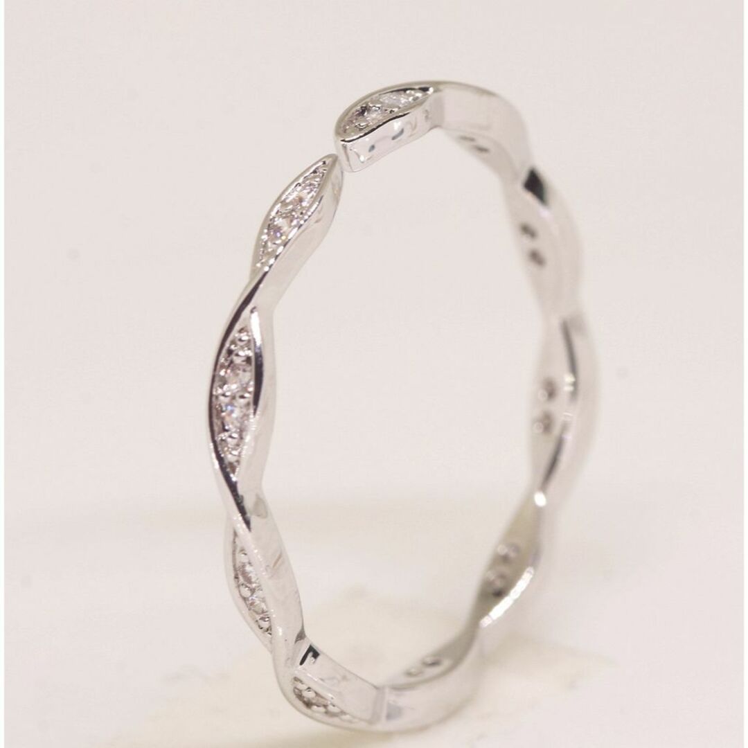 18K 指輪 RGP プラチナ ダイヤ CZ エタニティ リング yu1163e レディースのアクセサリー(リング(指輪))の商品写真