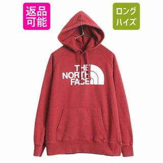 ザノースフェイス(THE NORTH FACE)のノースフェイス プリント スウェット フード パーカー レディース M 古着 The North Face アウトドア トレーナー プルオーバー 裏起毛 薄手(パーカー)