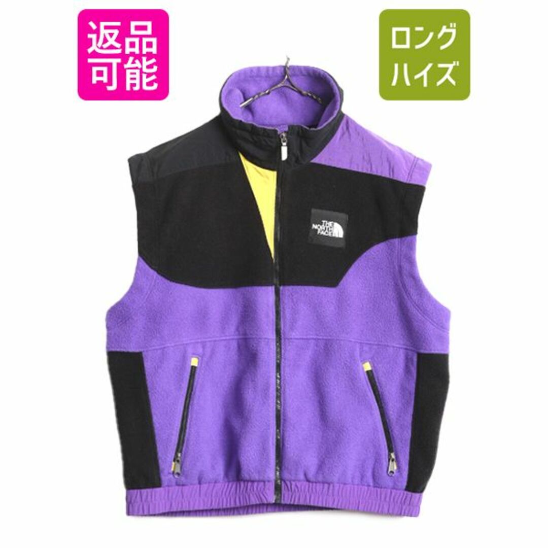 THE NORTH FACE(ザノースフェイス)の90S USA製 ノースフェイス フルジップ フリース ベスト メンズ L 古着 90年代 オールド The North Face 重ね着 前開き ナイロン ハイネック メンズのトップス(ベスト)の商品写真