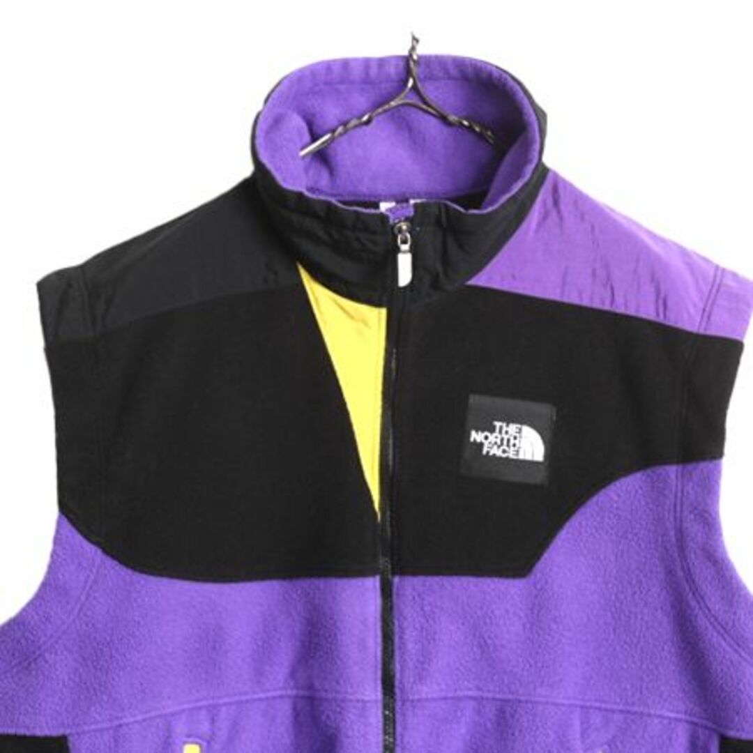 THE NORTH FACE(ザノースフェイス)の90S USA製 ノースフェイス フルジップ フリース ベスト メンズ L 古着 90年代 オールド The North Face 重ね着 前開き ナイロン ハイネック メンズのトップス(ベスト)の商品写真