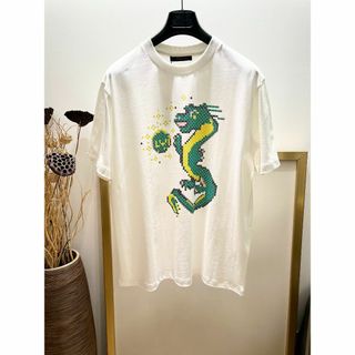 美品 ルイヴィトン LOUIS VUITTON Tシャツ カットソー 20SS 半袖 ショートスリーブ インサイドアウト ロゴ トップス メンズ L ライトブルー