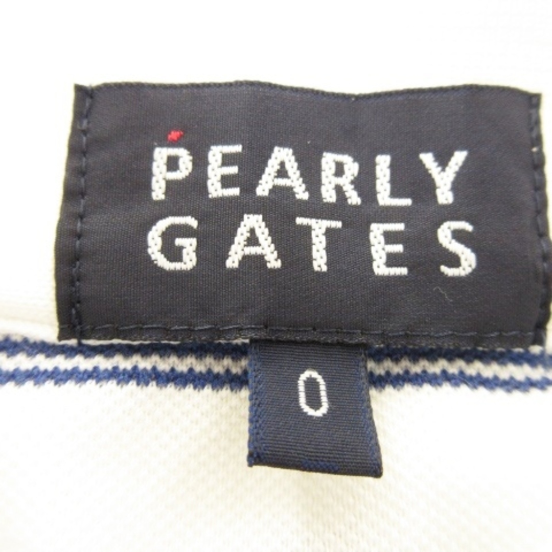 PEARLY GATES(パーリーゲイツ)のパーリーゲイツ ポロシャツ 半袖 ボーダー マリン ロゴ刺繍 ゴルフ 0 白 スポーツ/アウトドアのゴルフ(ウエア)の商品写真