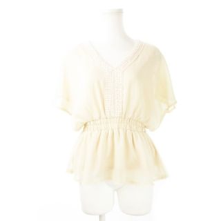 ロペピクニック(Rope' Picnic)のロペピクニック ブラウス Vネック 半袖 ペプラム レース 38 ベージュ(シャツ/ブラウス(半袖/袖なし))