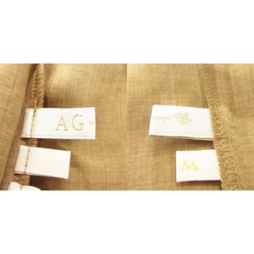 AG by aquagirl(エージーバイアクアガール)のAGバイアクアガール ブラウス Vネック 半袖 フロントタック リング M 茶 レディースのトップス(シャツ/ブラウス(半袖/袖なし))の商品写真