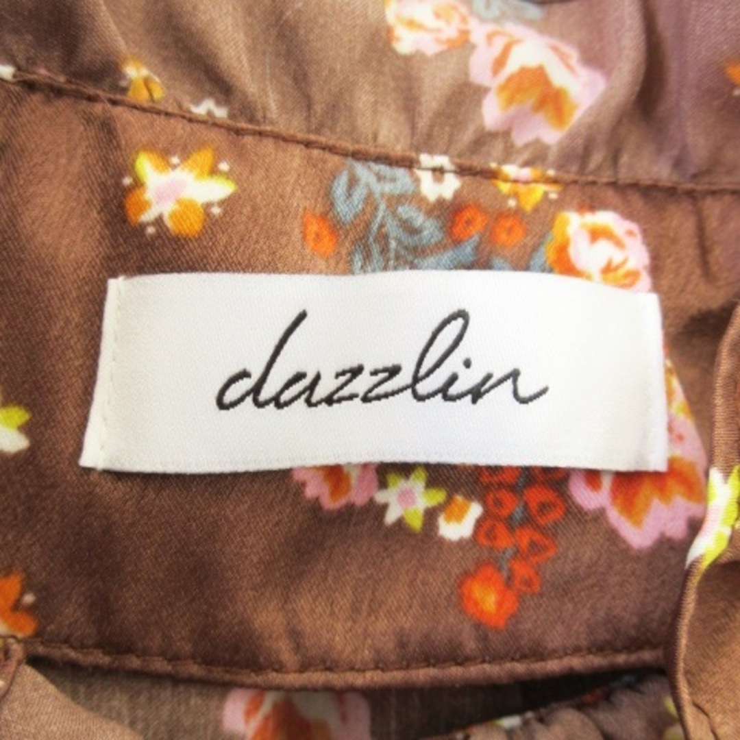 dazzlin(ダズリン)のダズリン ブラウス 長袖 フロントスリット ペプラム リボン 花柄 F 茶 レディースのトップス(シャツ/ブラウス(長袖/七分))の商品写真