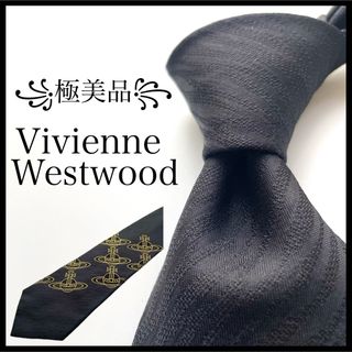 ヴィヴィアンウエストウッド(Vivienne Westwood)の꧁極美品꧂ ヴィヴィアンウエストウッド ネクタイ オーブロゴ ブラック ゴールド(ネクタイ)