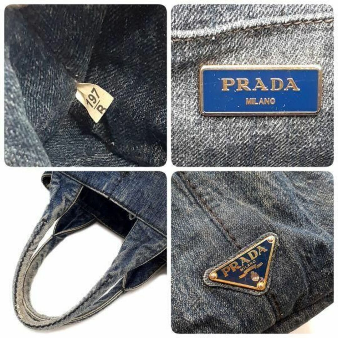 PRADA(プラダ)のプラダ PRADA ハンドバッグ トート 鞄 カナパ ロゴ デニム キャンバス レディースのバッグ(ハンドバッグ)の商品写真