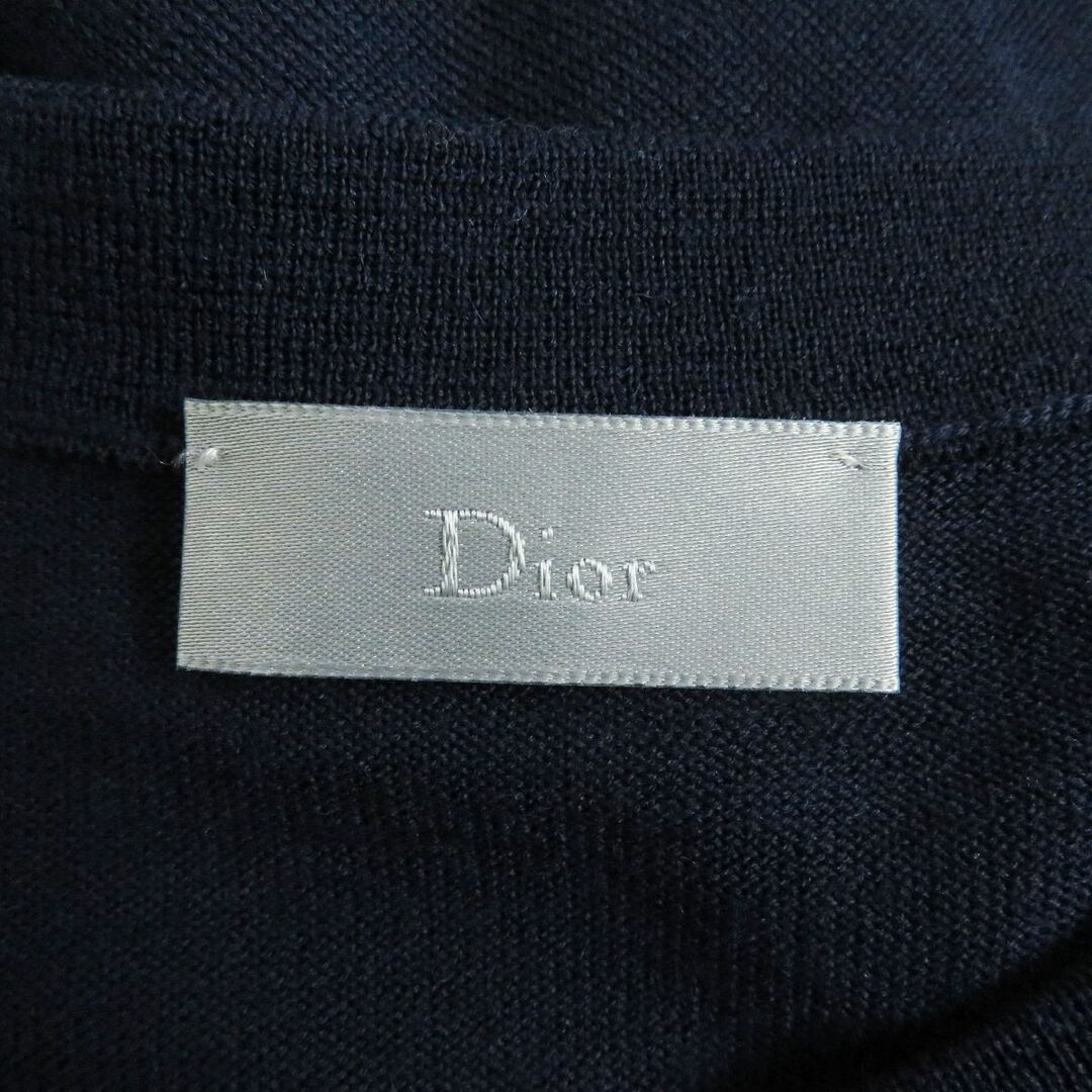 DIOR HOMME(ディオールオム)の美品□Dior HOMME/ディオールオム 733M601BT666 BEE刺繍 ウール100％ 薄手 ロングスリーブ 長袖ニット/セーター 紺 L イタリア製 正規品 メンズのトップス(ニット/セーター)の商品写真