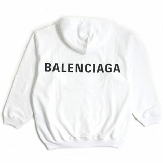 バレンシアガ(Balenciaga)の未使用品▼19AW BALENCIAGA バレンシアガ 556143 バックロゴプリント プルオーバーパーカー/フーディ ホワイト M メンズ タグ付き(パーカー)