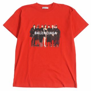 バレンシアガ(Balenciaga)の極美品□20SS BALENCIAGA/バレンシアガ Real Balenciaga プリントデザイン コットン100％ 半袖Tシャツ/カットソー レッド XS 正規品 メンズ(Tシャツ/カットソー(半袖/袖なし))