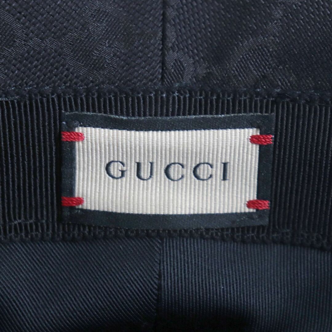 Gucci(グッチ)の極美品▼GUCCI グッチ 576587 GGキャンバス ゴールドダブルGロゴ金具付き フェドラハット/帽子 ブラック M 58cm メンズ 伊製 正規品 箱付き メンズの帽子(ハット)の商品写真