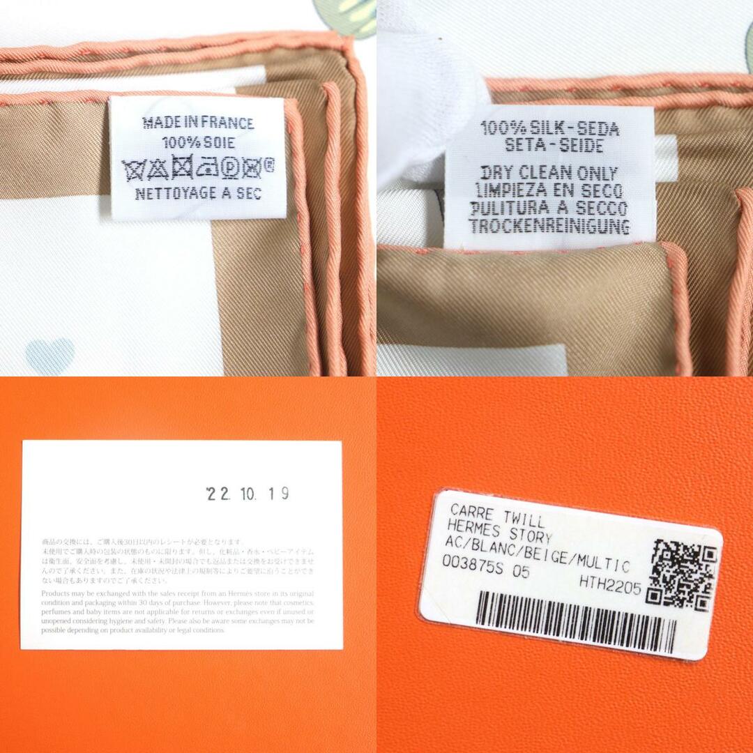 Hermes(エルメス)の未使用▼22SS 定価68200円 HERMES エルメス カレ90 Hermes Story エルメスストーリー シルク100% スカーフ AC/BLANC/BEIGE/MULTIC 仏製 箱 メンズのファッション小物(バンダナ/スカーフ)の商品写真