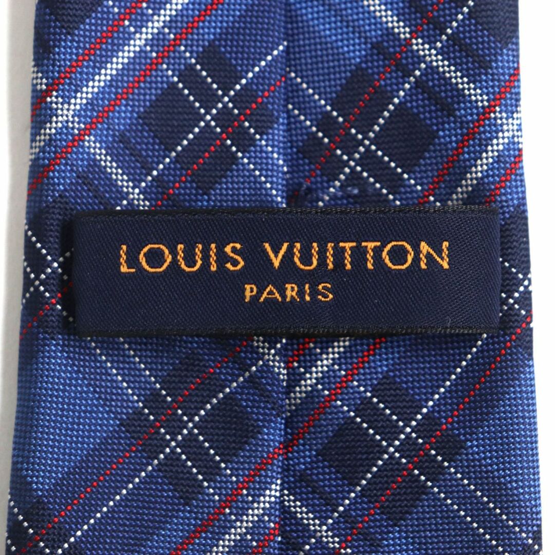 LOUIS VUITTON(ルイヴィトン)の極美品▼LOUIS VUITTON ルイヴィトン M75983 チェック柄 グラデーション ロゴ刺繍 シルク100% ネクタイ 紺 伊製 メンズ ビジネス◎ 箱付 メンズのファッション小物(ネクタイ)の商品写真