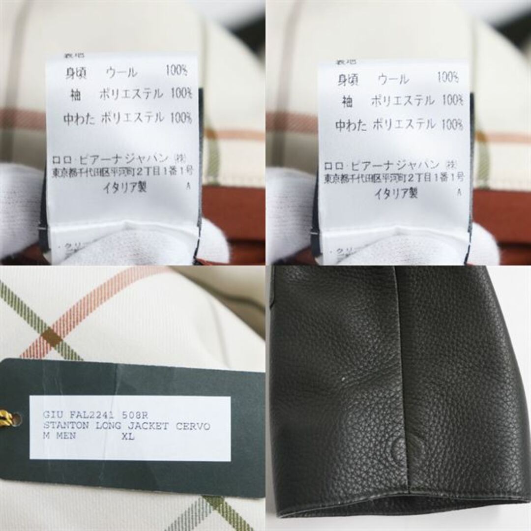 LORO PIANA(ロロピアーナ)の未使用品●Loro Piana ロロピアーナ ディアスキン/鹿革 RAIN SYSTEM 中綿入り 裏地チェック柄 レザーコート ダークグリーン XL 伊製 正規品 レディースのジャケット/アウター(その他)の商品写真