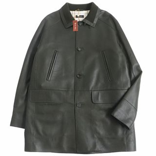 ロロピアーナ(LORO PIANA)の未使用品●Loro Piana ロロピアーナ ディアスキン/鹿革 RAIN SYSTEM 中綿入り 裏地チェック柄 レザーコート ダークグリーン XL 伊製 正規品(その他)