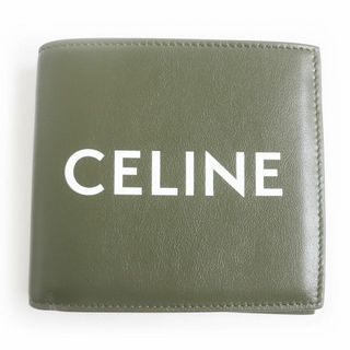 未使用品□セリーヌ 10B653DME BIFOLD WALLET バイフォールド ロゴ 二つ折 レザーコンパクトウォレット/札入れ ダークオリーブ 伊製