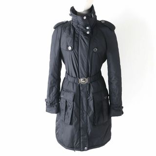 バーバリー(BURBERRY)の美品★BURBERRY BRIT バーバリーブリット 裏地ノバチェック柄 ベルト・フード付 ZIP UP 中綿ロングコート レディース 40 ブラック(その他)