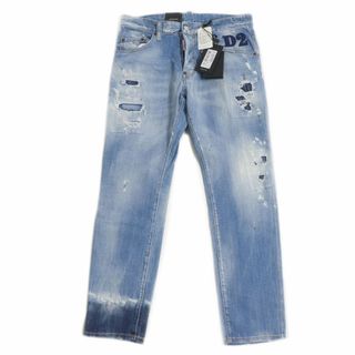 ディースクエアード(DSQUARED2)の未使用品□21SS DSQUARED2/ディースクエアード S74LB0851 Light 1 Wash Skater Jeans クラッシュデニムパンツ/スキニー 青 48 伊製 正規品(デニム/ジーンズ)