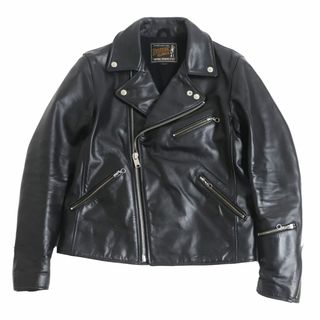 ヒステリックグラマー(HYSTERIC GLAMOUR)の良品□HYSTERIC GLAMOUR/ヒステリックグラマー 02171LB01 キップレザー ダブルライダースジャケット/ブルゾンジャケット ブラック S 正規品(ライダースジャケット)