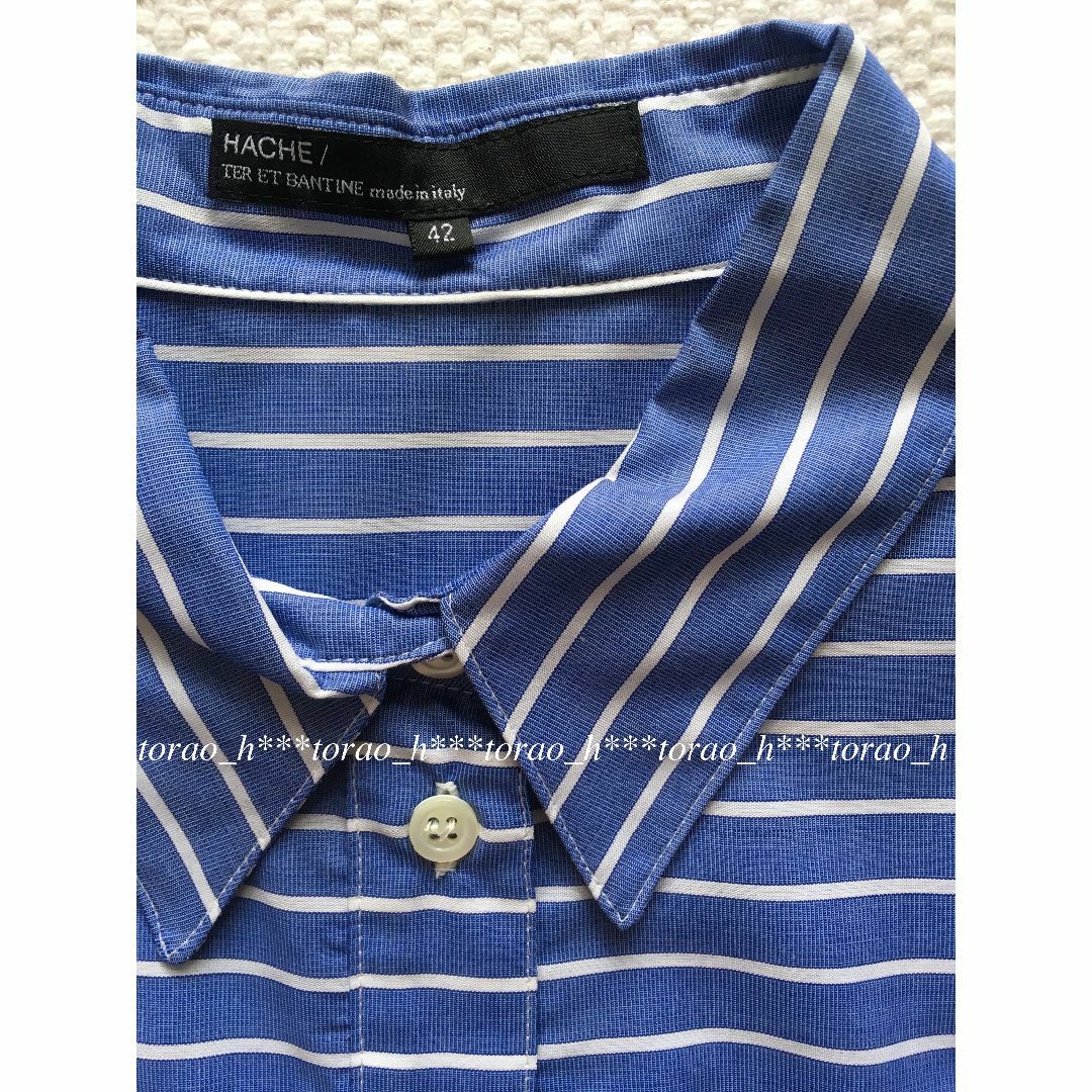 HACHE/ アッシュ 青 ストライプ シャツワンピース HACHE/ アッシュ 青 ストライプ シャツワンピース