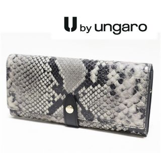 《U by ungaro》新品 ヘビ柄 パイソン調 レザーかぶせ式長財布