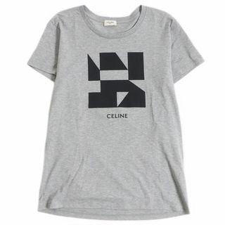 セリーヌ(celine)の極美品□19SS CELINE/セリーヌ 2X308933F ジオメトリック ロゴプリント コットン100％ 半袖Tシャツ/カットソー グレー XS 伊製 正規品(Tシャツ/カットソー(半袖/袖なし))