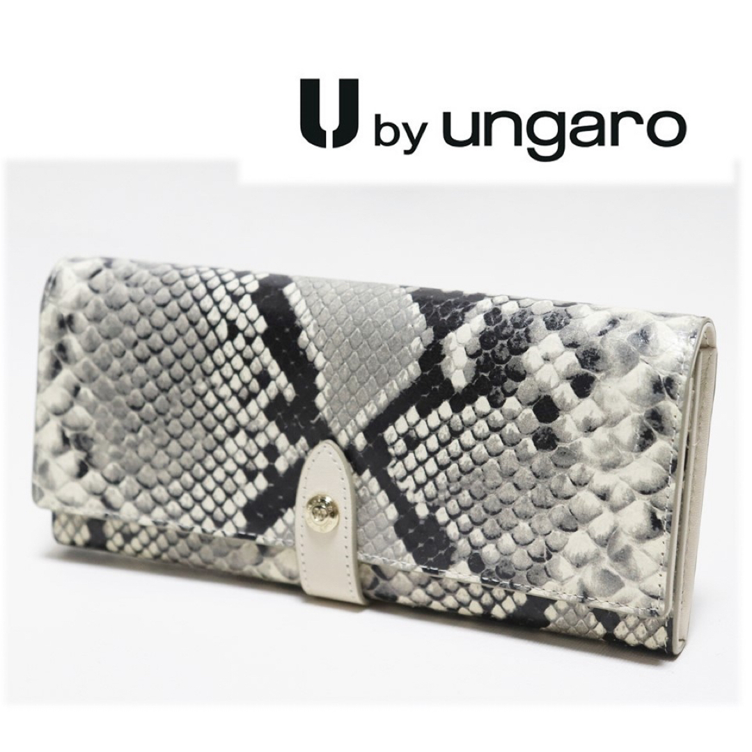 U by ungaro(ユーバイウンガロ)の《U by ungaro》新品 ヘビ柄 パイソン調 レザーかぶせ式長財布 レディースのファッション小物(財布)の商品写真