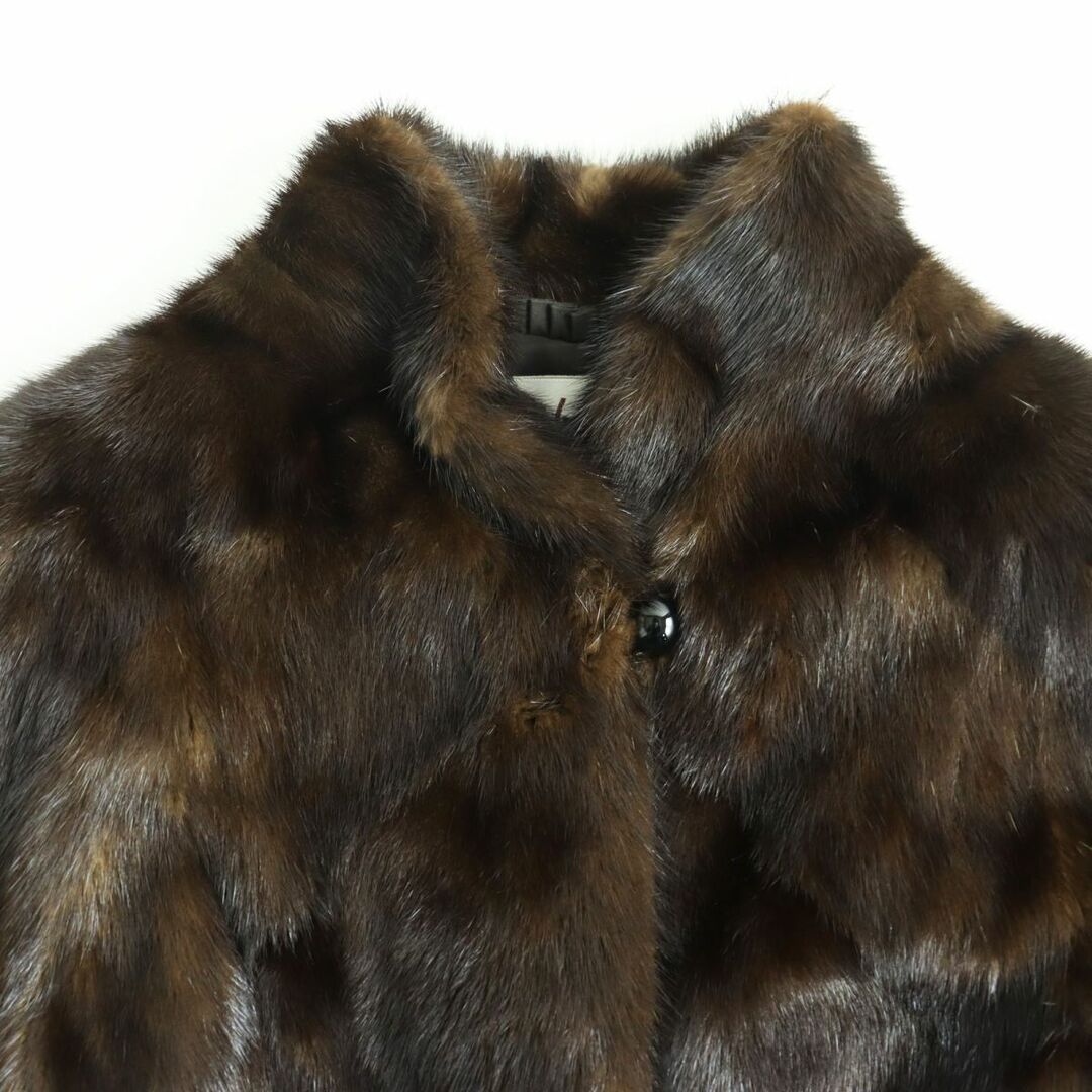 美品●Nakamura Fur ナカムラファー MINK ミンク 本毛皮ショートコート ジャケット ダークブラウン 9 1/2号 毛質艶やか・柔らか◎ レディースのジャケット/アウター(毛皮/ファーコート)の商品写真