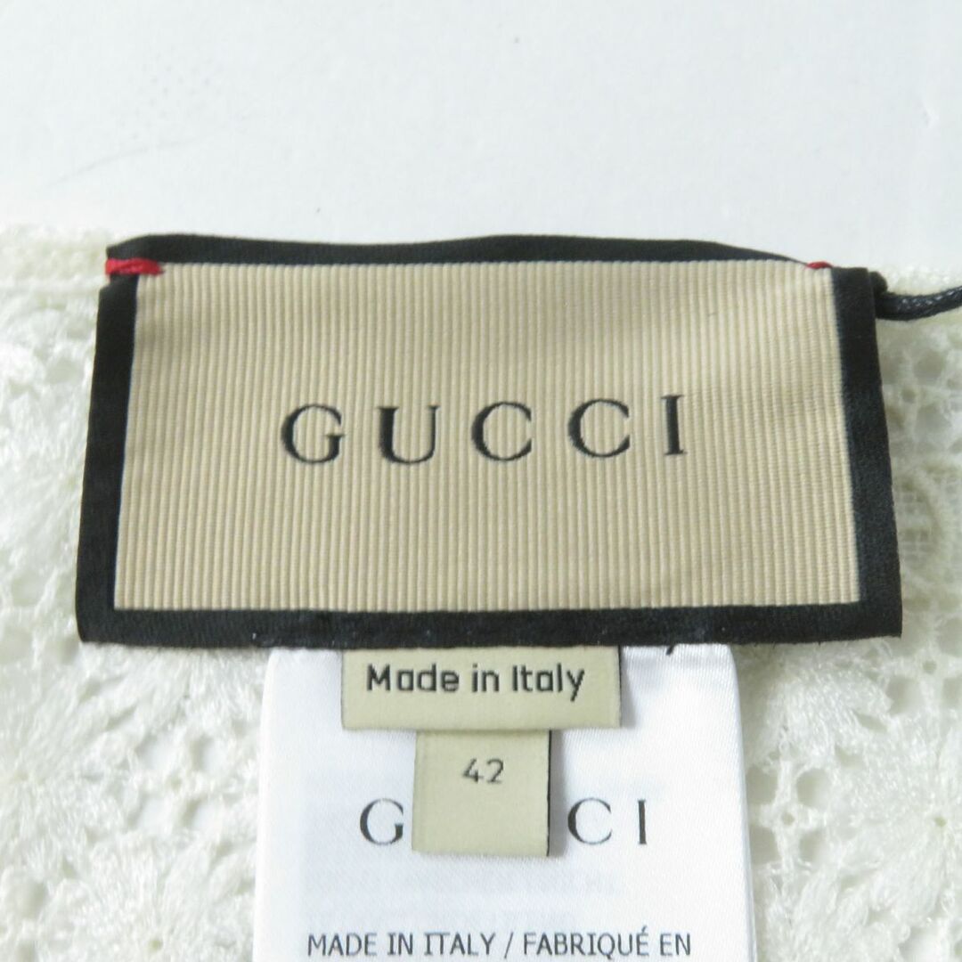 Gucci(グッチ)の未使用品★2023年 定価165000円 正規品 グッチ 739432 ダブルG フラワー レース トップ ショートスリーブ アイボリー 42 イタリア製 タグ付 レディースのトップス(カットソー(半袖/袖なし))の商品写真