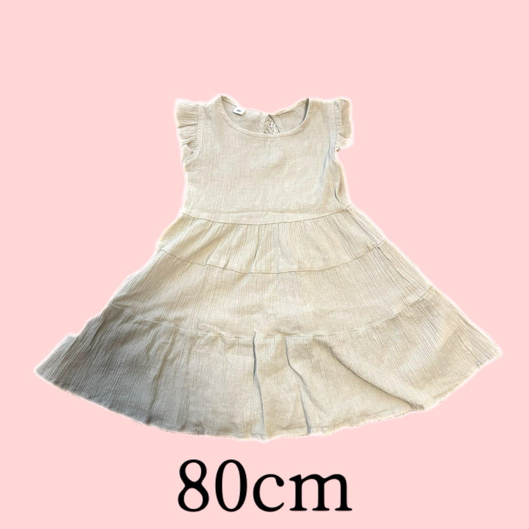 ノースリーブ　麻風ワンピース　80cm キッズ/ベビー/マタニティのベビー服(~85cm)(ワンピース)の商品写真