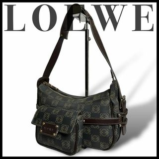 ロエベ(LOEWE)の逸品✨LOEWE ショルダーバッグ　アナグラム　ポーチ付　PVC ダークブラウン(ショルダーバッグ)