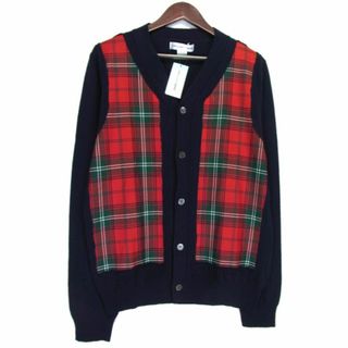 コムデギャルソンシャツ(COMME des GARCONS SHIRT)のコムデギャルソンシャツ COMMEdesGARCONS SHIRT ■  【 knit cardigan with wool W28511 】 チェック 切り替え ウール ニット カーディガン 31840(カーディガン)