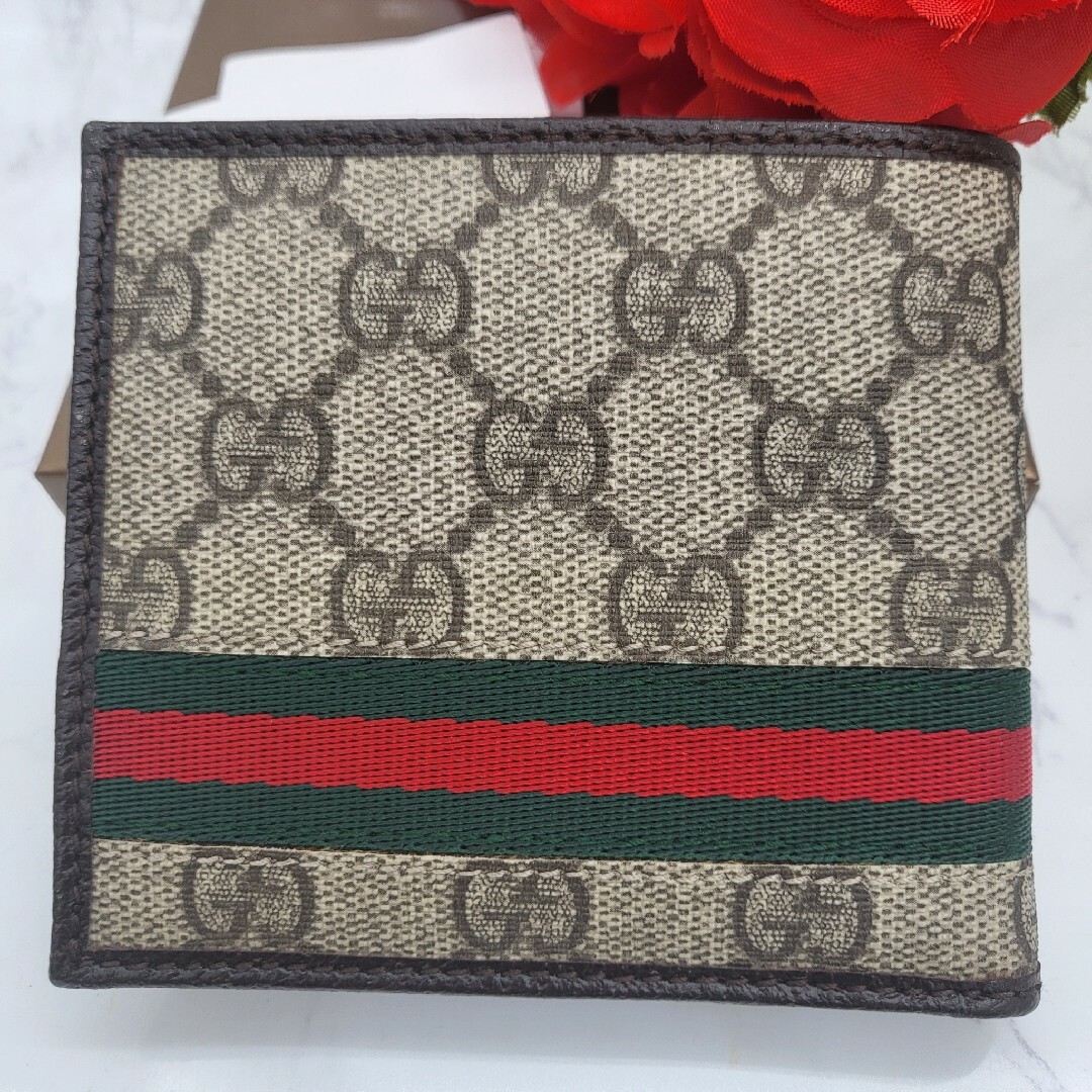 Gucci(グッチ)の【未使用に近い】 GUCCI グッチ 2つ折り財布 財布 GG シェリーライン メンズのファッション小物(折り財布)の商品写真