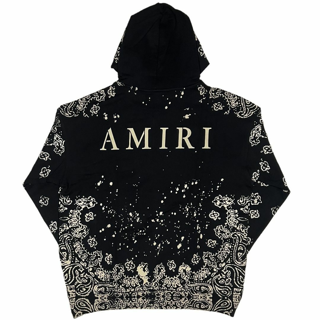 AMIRI(アミリ)のAMIRI アミリ バンダナ柄 ブリーチ プルオーバーパーカー ブラック S メンズのトップス(パーカー)の商品写真