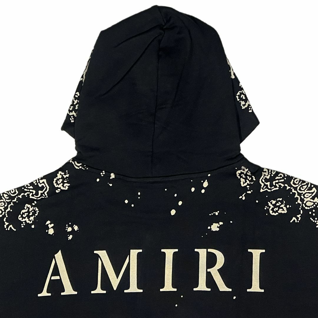 AMIRI(アミリ)のAMIRI アミリ バンダナ柄 ブリーチ プルオーバーパーカー ブラック S メンズのトップス(パーカー)の商品写真