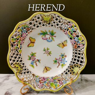 ヘレンド(Herend)の美品★ ヘレンド ヴィクトリアブーケ 透かし プレート オープンワーク メッシュ(食器)