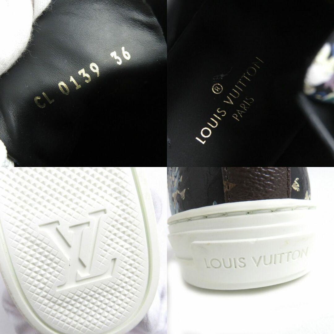 LOUIS VUITTON(ルイヴィトン)の極美品△LOUIS VUITTON ルイヴィトン STELLAR ステラ―ライン 花柄 サイドZIP モノグラムタグ付き ハイカット スニーカー ブラック 36 伊製 レディースの靴/シューズ(スニーカー)の商品写真