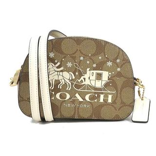 コーチ(COACH)のコーチ COACH 斜め掛けショルダーバッグ シグネチャー レザー ブラウン系×アイボリー レディース 送料無料【中古】 r9944f(ショルダーバッグ)