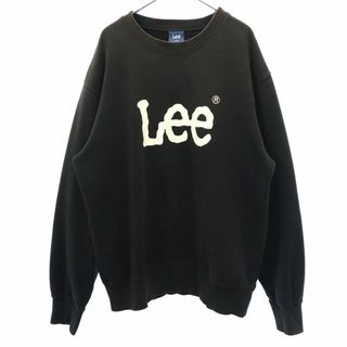 リー(Lee)のリー プリント 長袖 トレーナー L ブラック Lee スウェット 裏起毛 メンズ 古着 【240304】(スウェット)