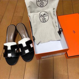 エルメス(Hermes)のHERMES エルメス　OASIS オアジス　38 ノワール　ブラック(サンダル)