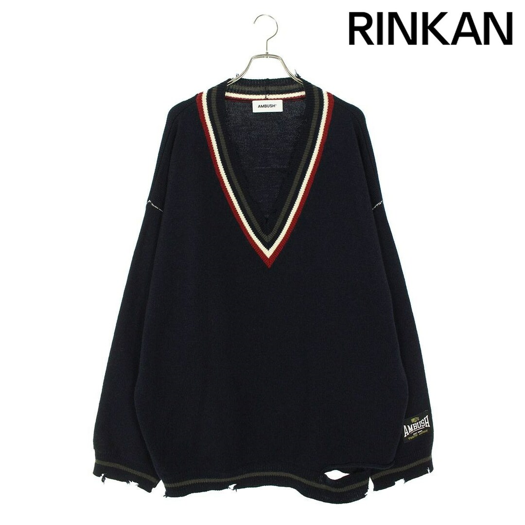 AMBUSH(アンブッシュ)のアンブッシュ  DANGLED RIB KNIT V NECK ダメージ加工オーバーサイズVネックニット メンズ M/L メンズのトップス(ニット/セーター)の商品写真